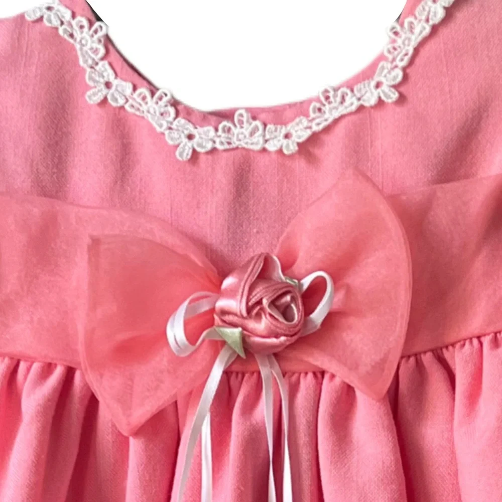 Rare Editions Toddler Light Coral Short Puff Sleeve Dress Sz 24 Mo
